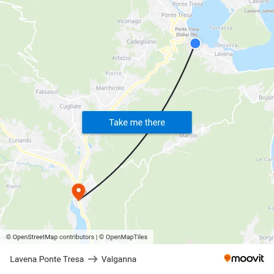 Lavena Ponte Tresa to Valganna map