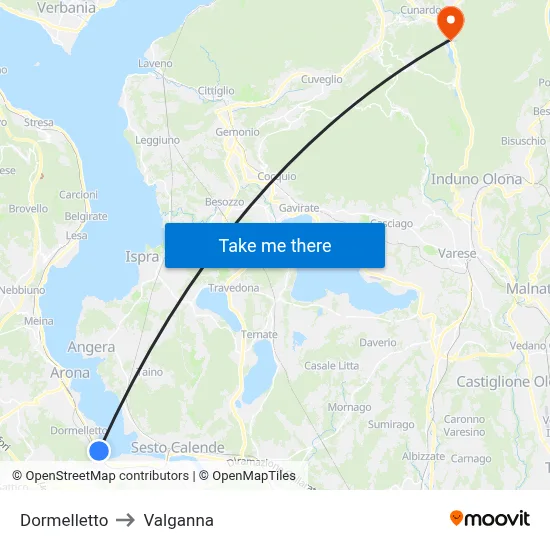 Dormelletto to Valganna map