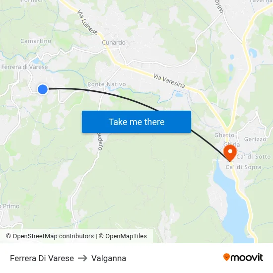 Ferrera Di Varese to Valganna map