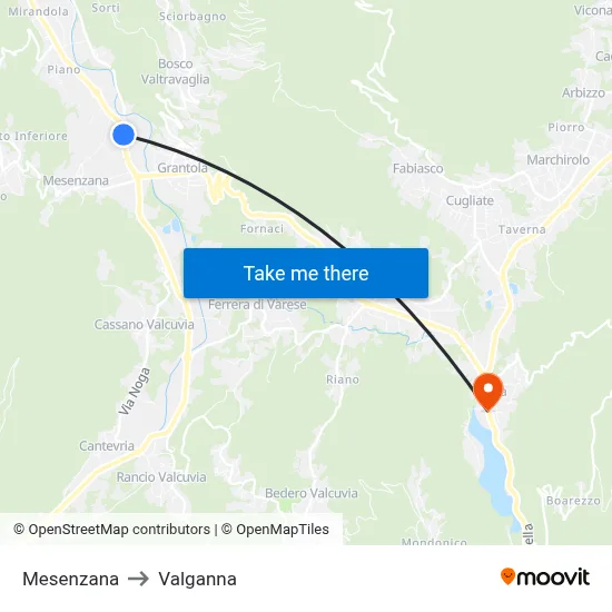 Mesenzana to Valganna map