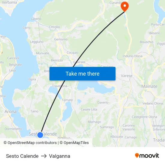 Sesto Calende to Valganna map