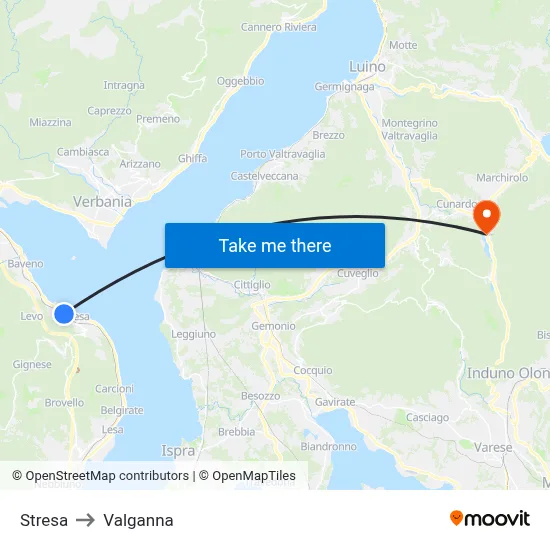 Stresa to Valganna map