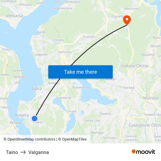 Taino to Valganna map