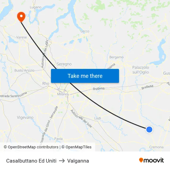 Casalbuttano Ed Uniti to Valganna map