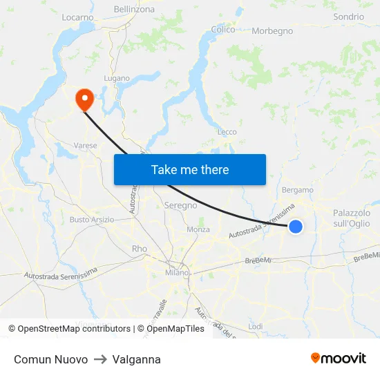 Comun Nuovo to Valganna map