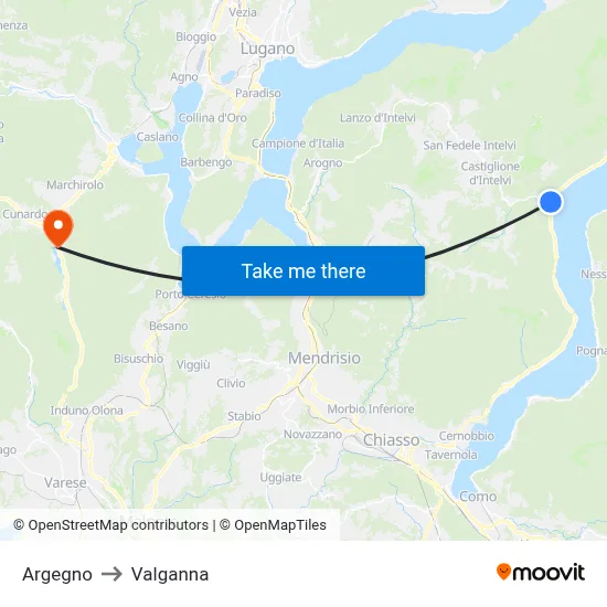 Argegno to Valganna map