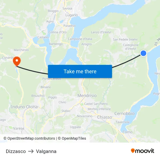 Dizzasco to Valganna map