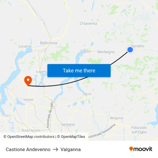 Castione Andevenno to Valganna map
