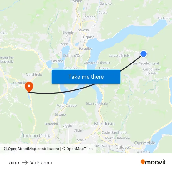 Laino to Valganna map