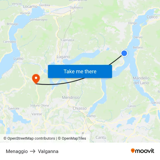 Menaggio to Valganna map