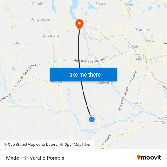 Mede to Varallo Pombia map
