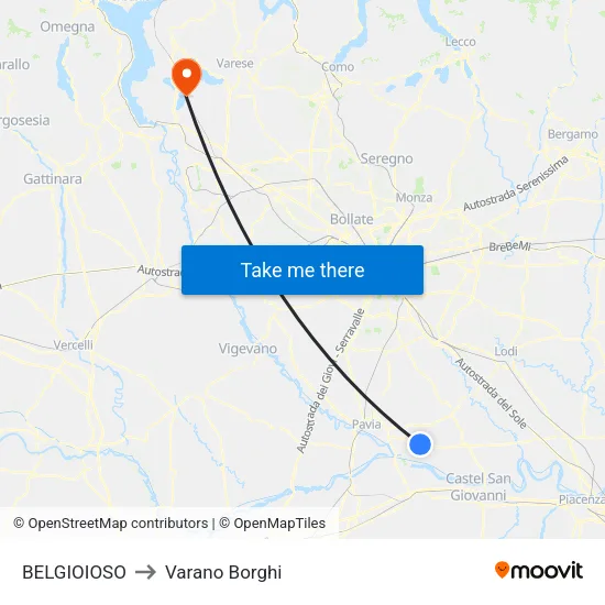 BELGIOIOSO to Varano Borghi map