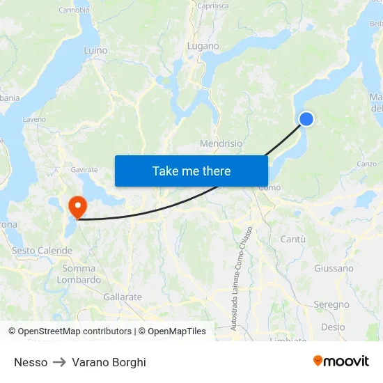 Nesso to Varano Borghi map