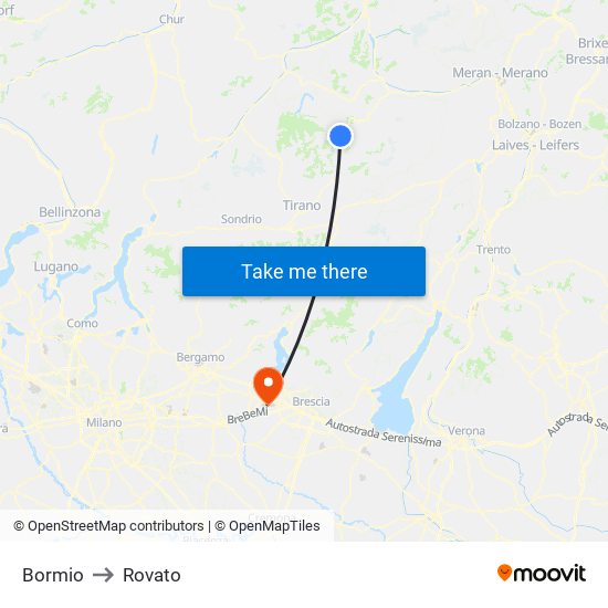 Bormio to Rovato map