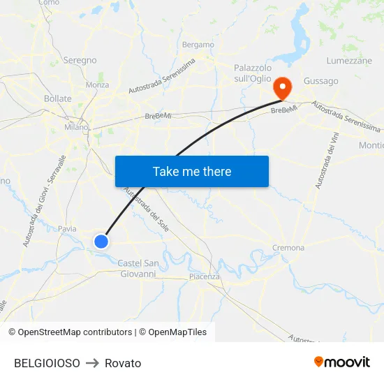 Belgioioso to Rovato map