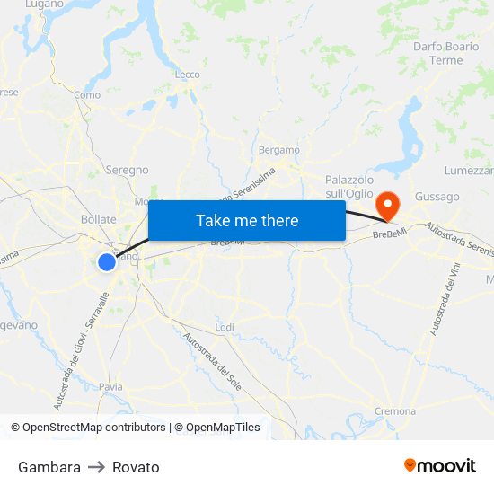 Gambara to Rovato map