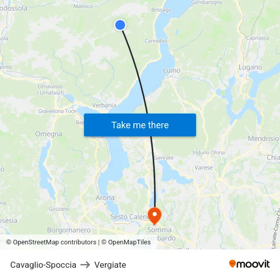 Cavaglio-Spoccia to Vergiate map