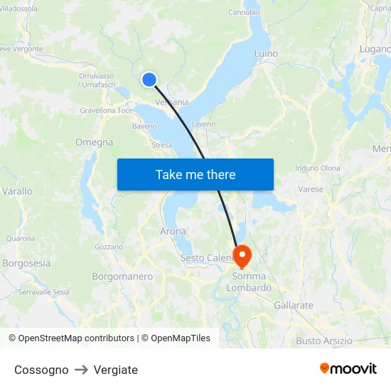 Cossogno to Vergiate map