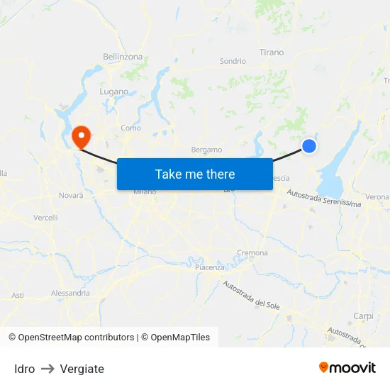 Hydro to Vergiate map