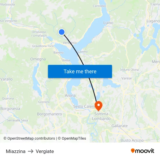 Miazzina to Vergiate map