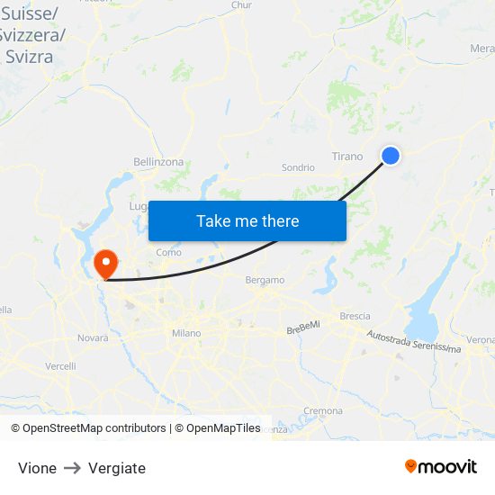 Vione to Vergiate map