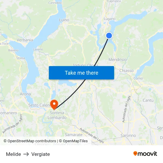 Melide to Vergiate map