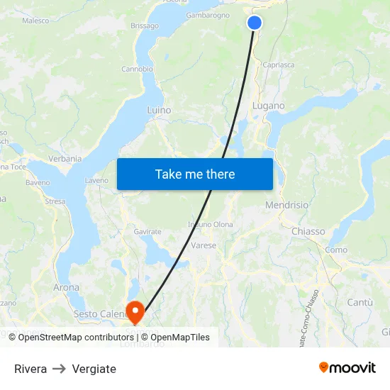 Rivera to Vergiate map