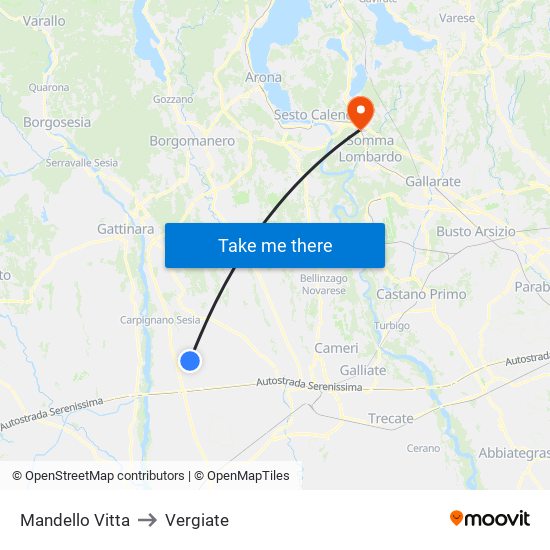 Mandello Vitta to Vergiate map
