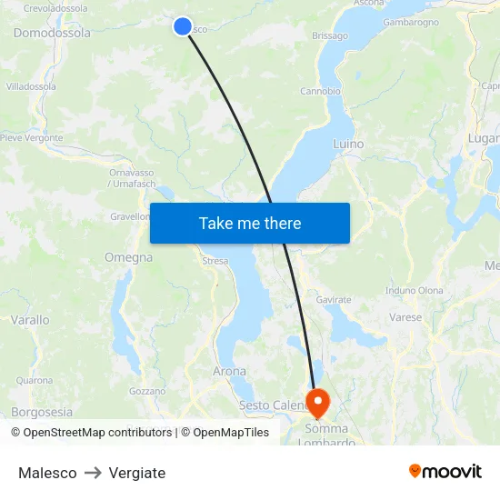 Malesco to Vergiate map