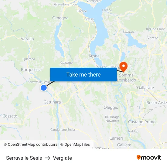 Serravalle Sesia to Vergiate map