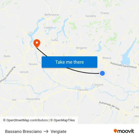 Bassano Bresciano to Vergiate map