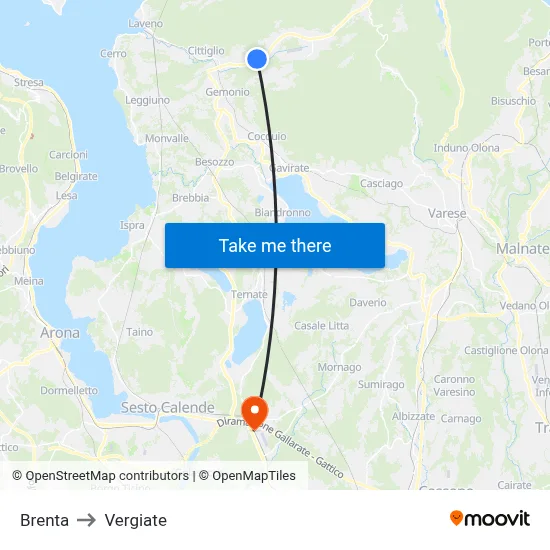 Brenta to Vergiate map