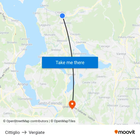 Cittiglio to Vergiate map