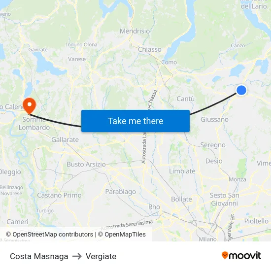Costa Masnaga to Vergiate map