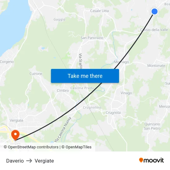 Daverio to Vergiate map