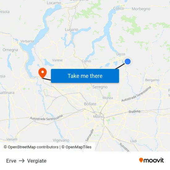 Erve to Vergiate map