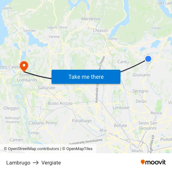 Lambrugo to Vergiate map