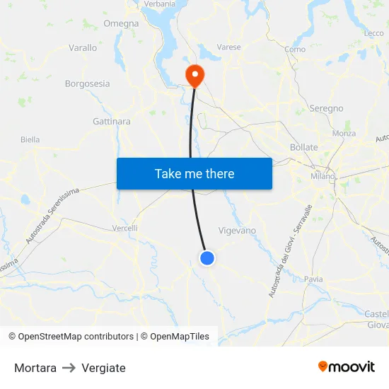 Mortara to Vergiate map