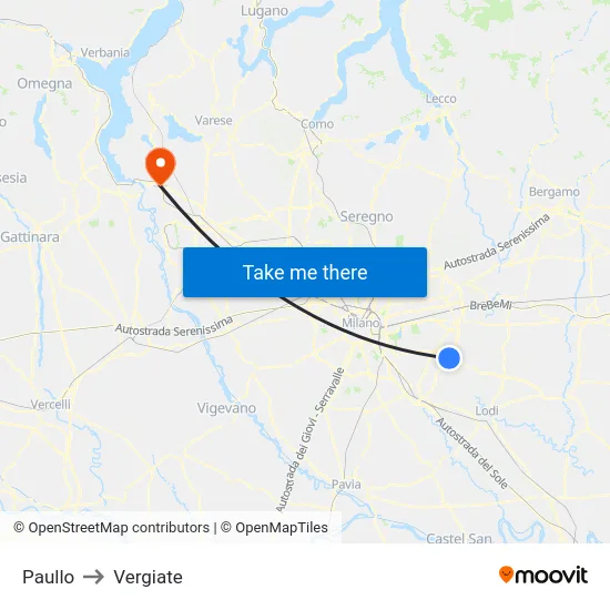 Paullo to Vergiate map
