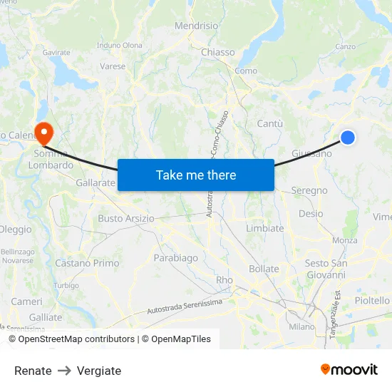Renate to Vergiate map