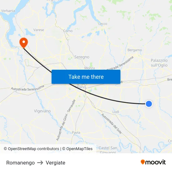 Romanengo to Vergiate map