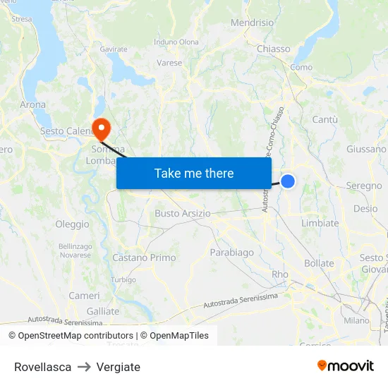 Rovellasca to Vergiate map
