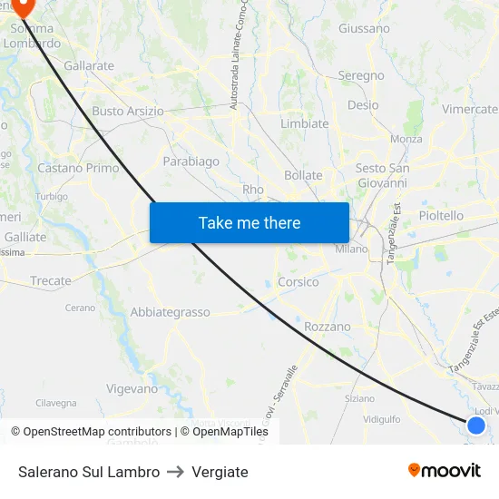 Salerano Sul Lambro to Vergiate map