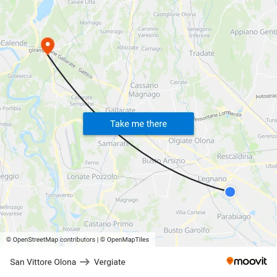 San Vittore Olona to Vergiate map