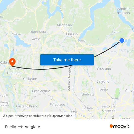 Suello to Vergiate map