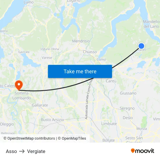 Asso to Vergiate map