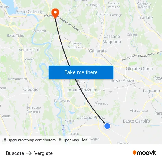 Buscate to Vergiate map
