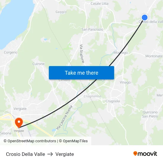 Crosio Della Valle to Vergiate map