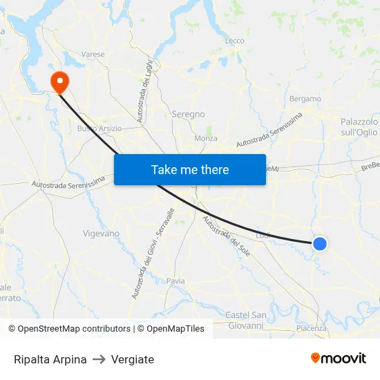 Ripalta Arpina to Vergiate map