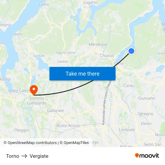 Torno to Vergiate map